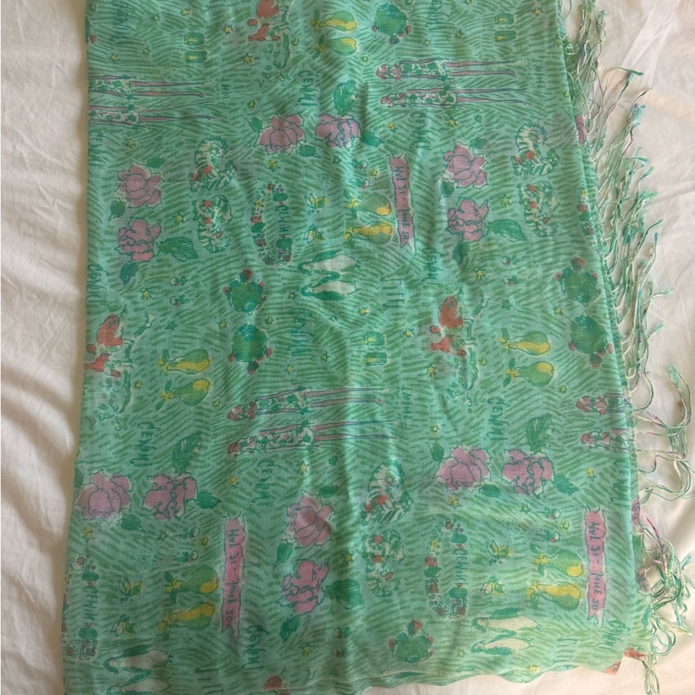 Lilly Pulitzer Green Pink Murfee Scarf